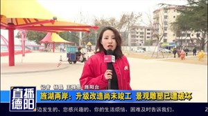 旌湖两岸：升级改造尚未竣工 景观雕塑已遭破坏