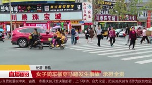 女子骑车横穿马路发生事故  承担全责