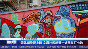 国风潮绘爬上墙 文昌社区新添一处网红打卡地
