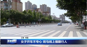 女子开车不专心 斑马线上撞翻行人