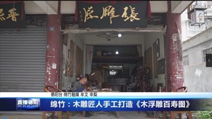 绵竹：木雕匠人手工打造《木浮雕百寿图》