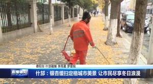 什邡：银杏缓扫定格城市美景 让市民尽享冬日浪漫