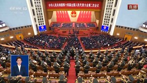 独家视频丨十四届全国人大二次会议开幕 全场高唱国歌