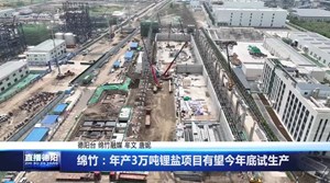 绵竹：年产3万吨锂盐项目有望今年底试生产