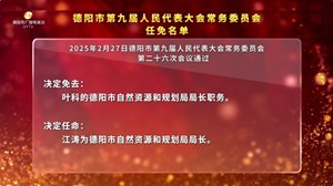 德阳市第九届人民代表大会常务委员会任免名单